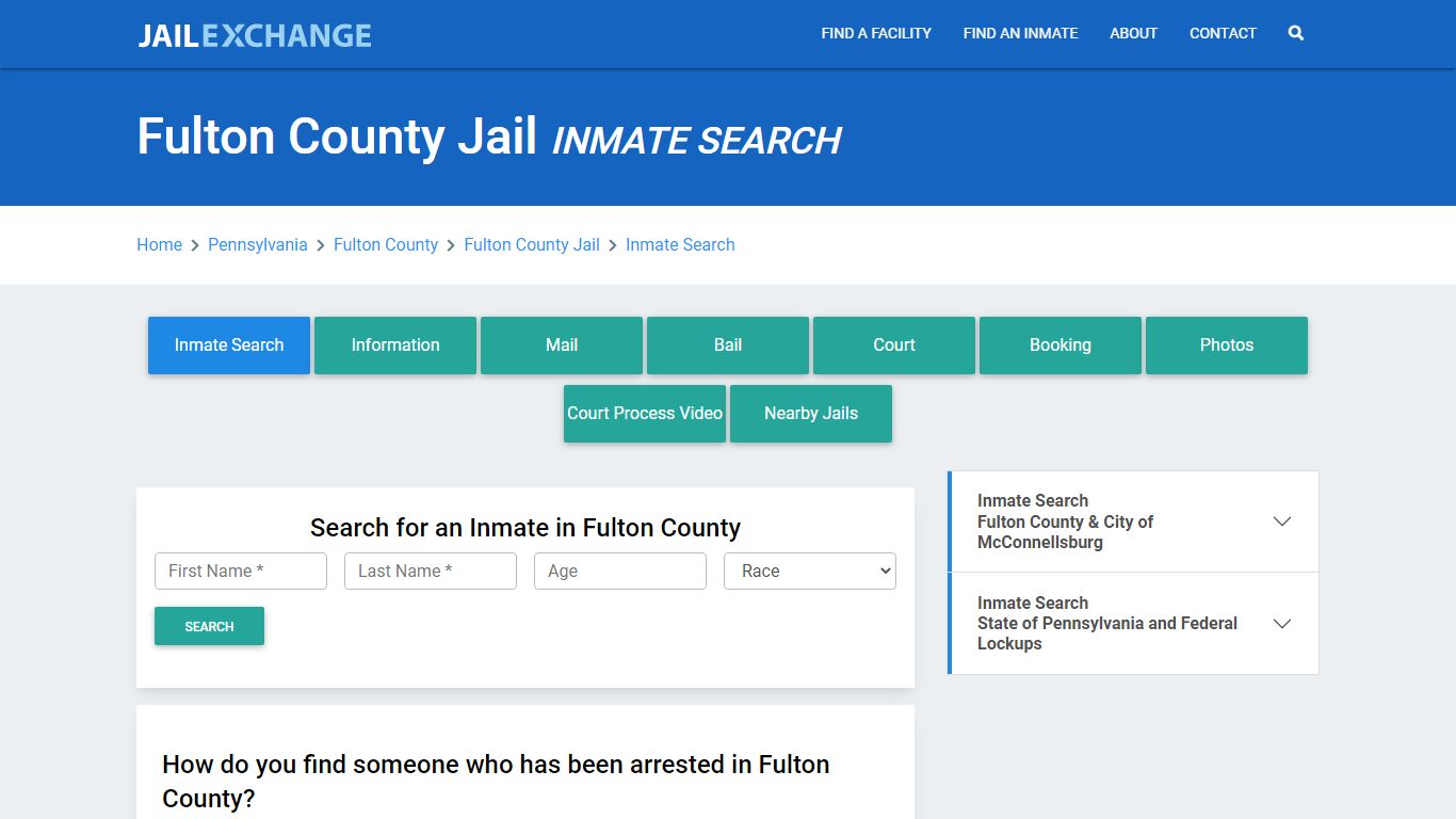 Fulton County Jail, PA Inmate Search: Roster & Mugshots