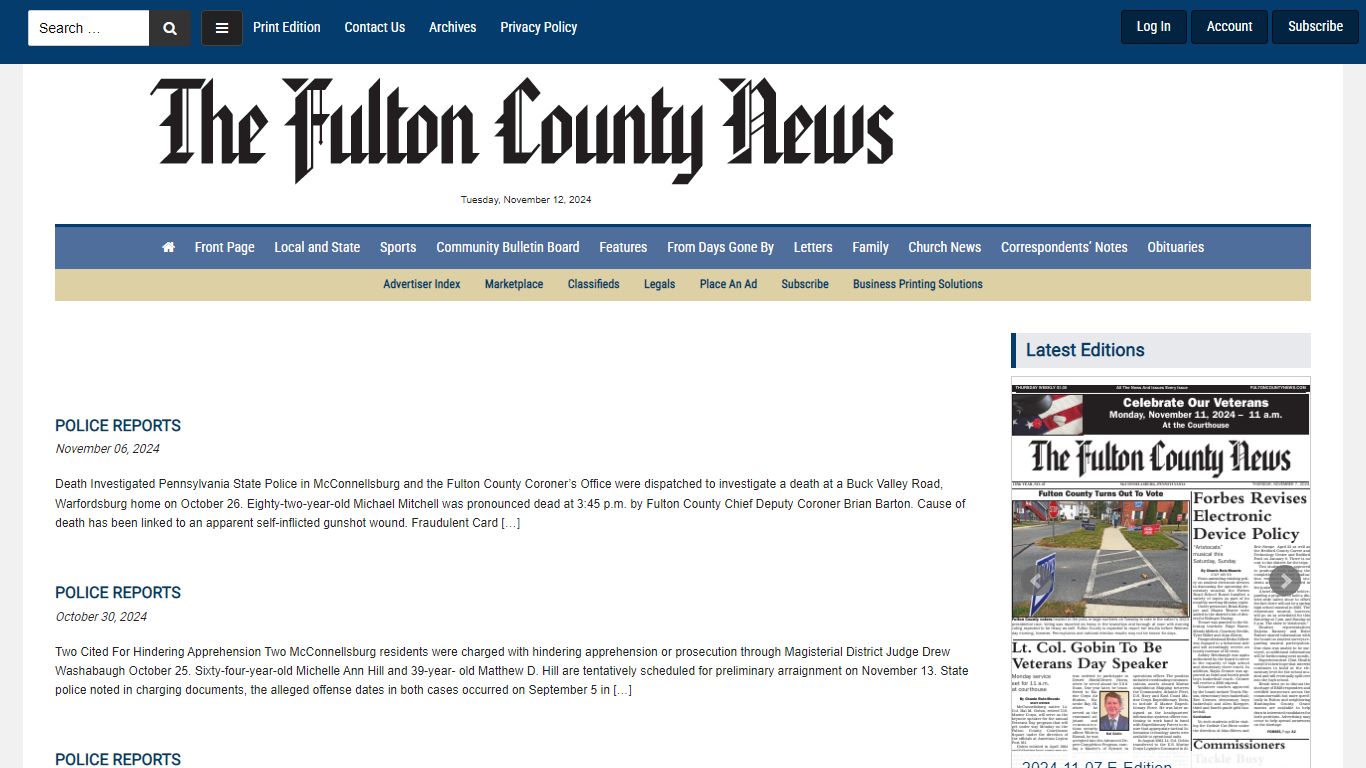 Police Reports - Fulton County News